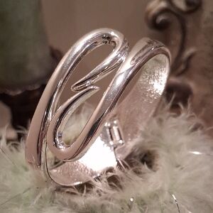 Cuff Wrap Silver Tone Hinged Bangle